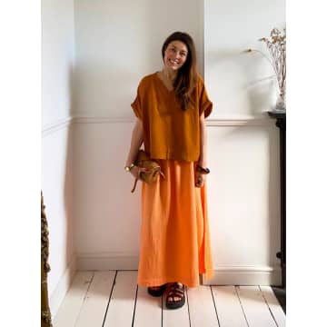 Beaumont Organic Lulu Organic Cotton Skirt In Apricot In Orange