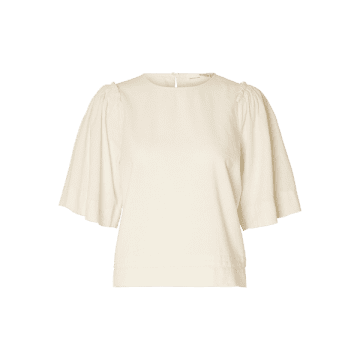 Selected Femme Hillie 2/4 Linen Top In White