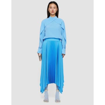 Joseph Knit Weave Plissé Ade Skirt In Dark Arctic