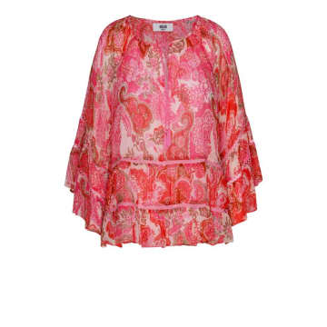 Molin Pink And Red Paisley Printed Gillian Womens Blouse