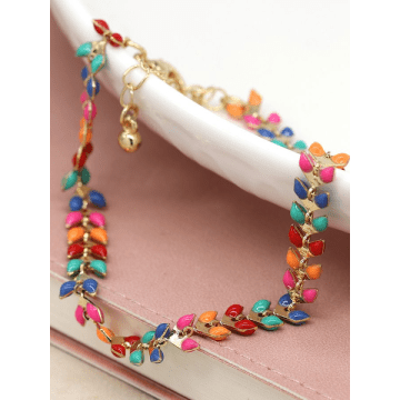 Pom Multicolour Epoxy Faux Gold Chain Bracelet
