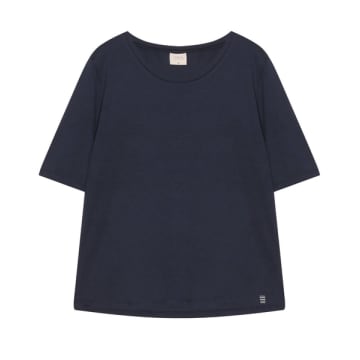 Cashmere-fashion-store The Shirt Project Organic Botton Modal Mix Shirt Round Neckline Halbarm In Blue