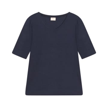 Cashmere-fashion-store The Shirt Project Organic Botton Modal Mix Shirt V-neck Halbarm In Blue