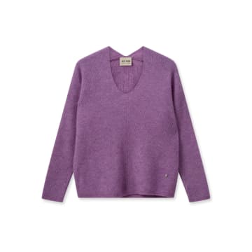 Mos Mosh Iris Orchid Thora V Neck Knitted Sweater In Purple