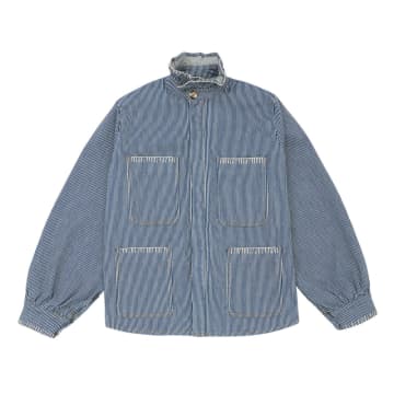 Seventy + Mochi Denim Stripe Pablo Womens Jacket In Blue