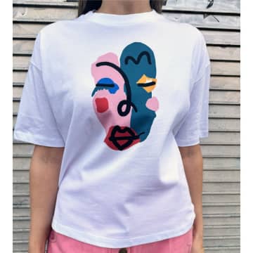 Miss Pompom White Abstract T-shirt