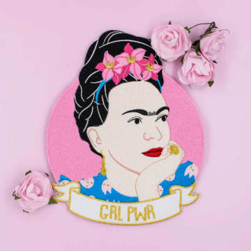 Malicieuse Frida Kahlo Iron-on Patch Size Xl In Pink