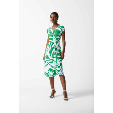 Joseph Ribkoff Abstract Print Wrap Dress In Green
