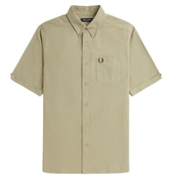 Fred Perry Oxford Short Sleeved Shirt In Green