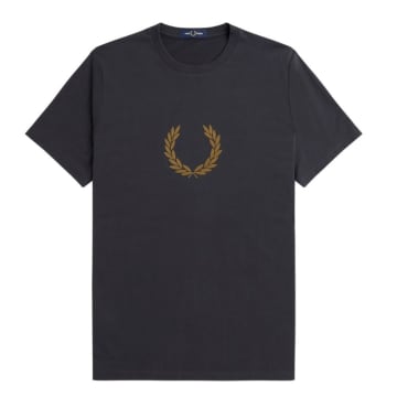 Fred Perry Flocked Laurel Wreath T-shirt In Grey