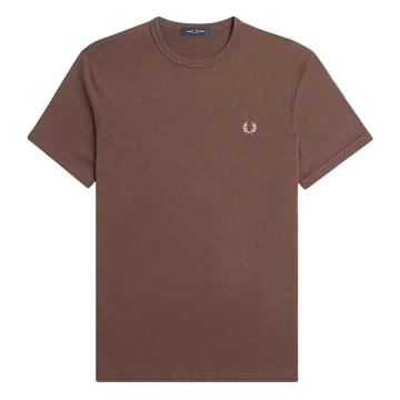 Shop Fred Perry Logo T-shirt In Brown