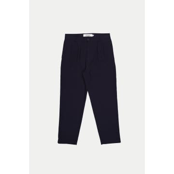 Parages Navy Double Pleat Trousers In Blue
