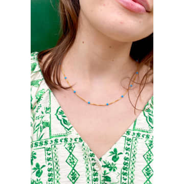 Shyla Venus Slim Turquoise Necklace In Blue