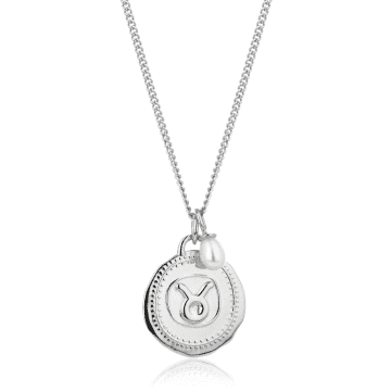 Claudia Bradby Silver Pearl Taurus Zodiac Pearl Necklace In Metallic