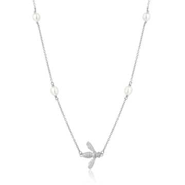 Claudia Bradby Silver Pearl Flying Bee Choker Necklace In Metallic