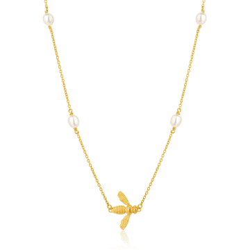 Claudia Bradby Gold Plated Pearl Flying Bee Choker Necklace
