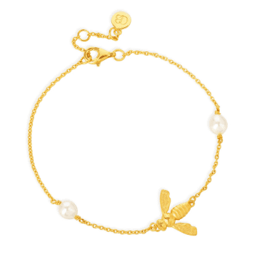 Claudia Bradby Gold Plated Pearl Flying Bee Bracelet