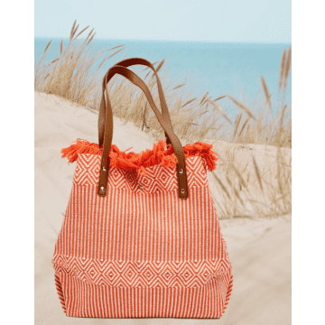 Envy Jewellery Orange Woven Beach Bag