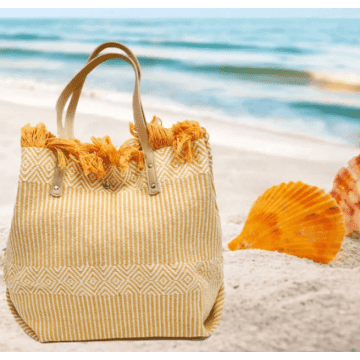 Envy Jewellery Yellow Woven Beach Bag