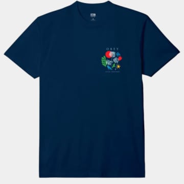 Shop Obey Flowers Paper Scissors T-shirt In Blue