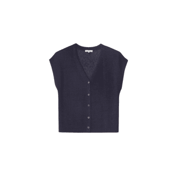 Yerse Lima V-neck Top In Navy From In Black