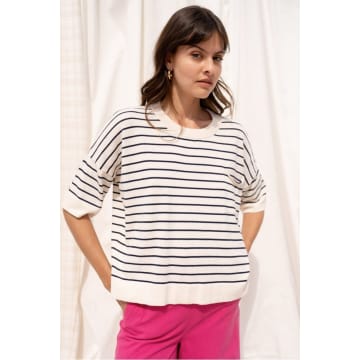 Maison Anje Baoby Striped Knit Top In White