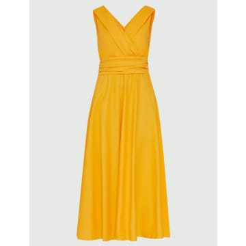 Shop Marella Orange Yellow Long Fit And Flare Dress