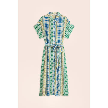 Shop Suncoo Green Geo Ethnic Print Cara Shirt Dress