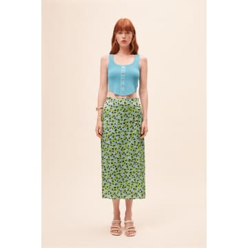 Shop Suncoo Fabiola Green Print Skirt