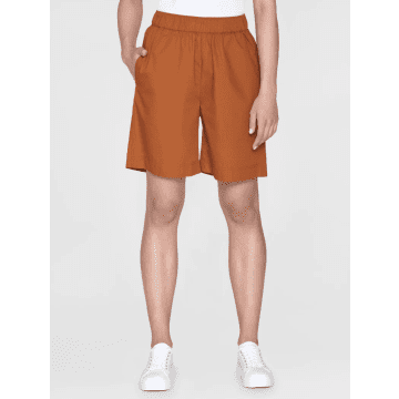 Shop Knowledge Cotton Apparel 2050010 Posey Wid Mid-rise Poplin Bermuda Shorts Leather Brown