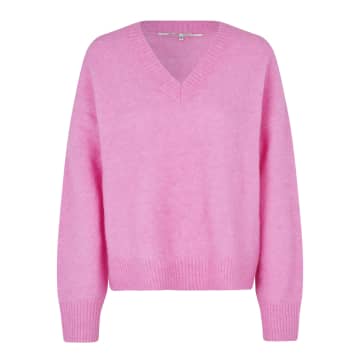 Shop Second Female Brook Knit Loose V-neck In Pink/pink