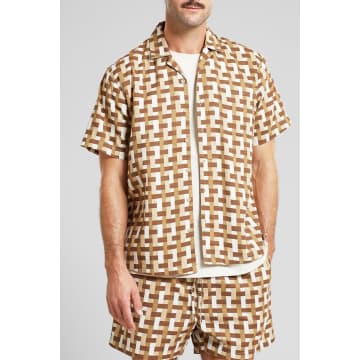 Shop Dedicated Rainy Day Marstrand Weave Shirt In Brown