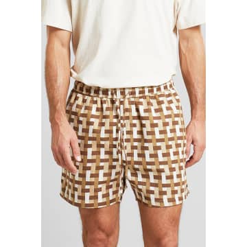 Shop Dedicated Rainy Day Essingen Weave Shorts In Brown