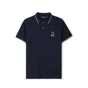 Shop Psycho Bunny - Lenox Pique Polo Shirt In Navy Blue B6k138b200 Nvy