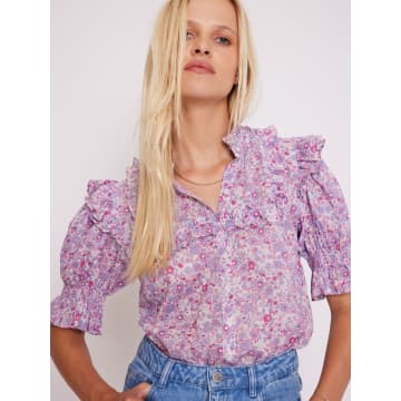 Shop Berenice Manche Courte Blouse In Pink Liberty