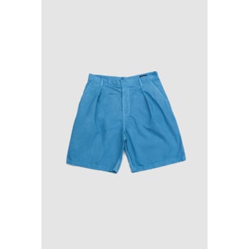 Shop Arpenteur Page Hand Dyed Denim Shorts Ice Woad In Blue