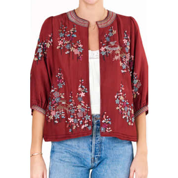 Shop Mabe Emi Rust Embroidered Jacket