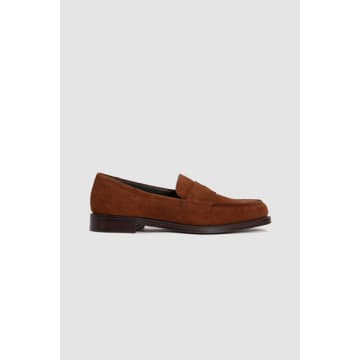 Shop Drake's Charles Goodyear Welted Penny Loafer Snuff Suede