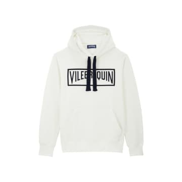 Shop Vilebrequin Plain Cotton Embroidered Hoodie Off-white