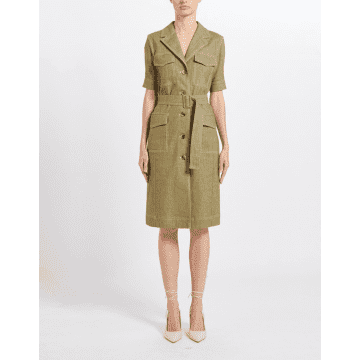 Shop Marella Prominent Khaki Denim Dress Size: 12, With: Khaki In Neutrals