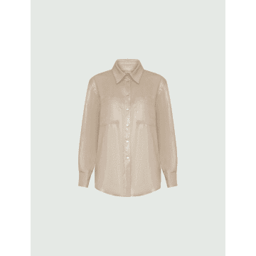 Shop Marella Gente Sparkle Lurex Linen Shirt Size: 12, Col: Gold