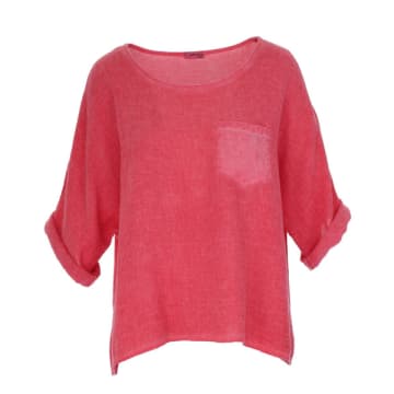 Shop Cadenza Linen & Cotton Pocket Top In Pink