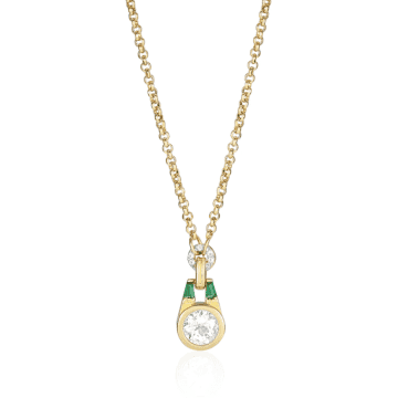 Shop V By Laura Vann Green Olive Necklace In Gold