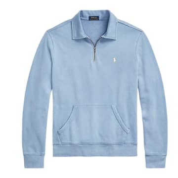 Shop Ralph Lauren Menswear Quarter Zip Sweatshirt In Blue