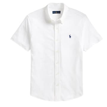 Shop Ralph Lauren Menswear S/s Polo Button Up Shirt In White