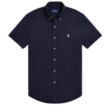 Shop Ralph Lauren Menswear S/s Polo Button Up Shirt In Blue