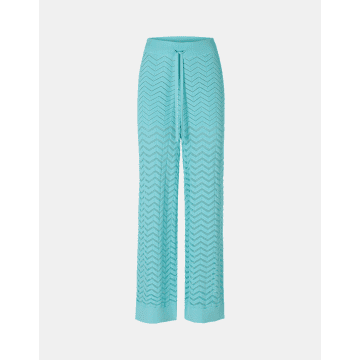 Shop Riani Zig Zag Wide Leg Drawstring Trousers Col: 519 Blue, Size: 10