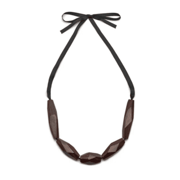 Shop Branch Jewellery 5 Bead Faceted Necklace In Black