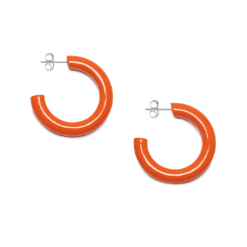 Shop Branch Jewellery Rounded Orange Lacquered Horn Hoop Earring
