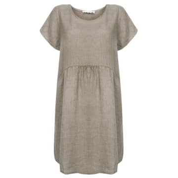 Shop Amazing Woman Lexia Linen Dress In Natural/navy/taupe
